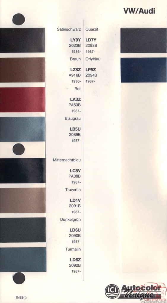 1986 - 1989 Volkswagen Paint Charts Autocolor 2